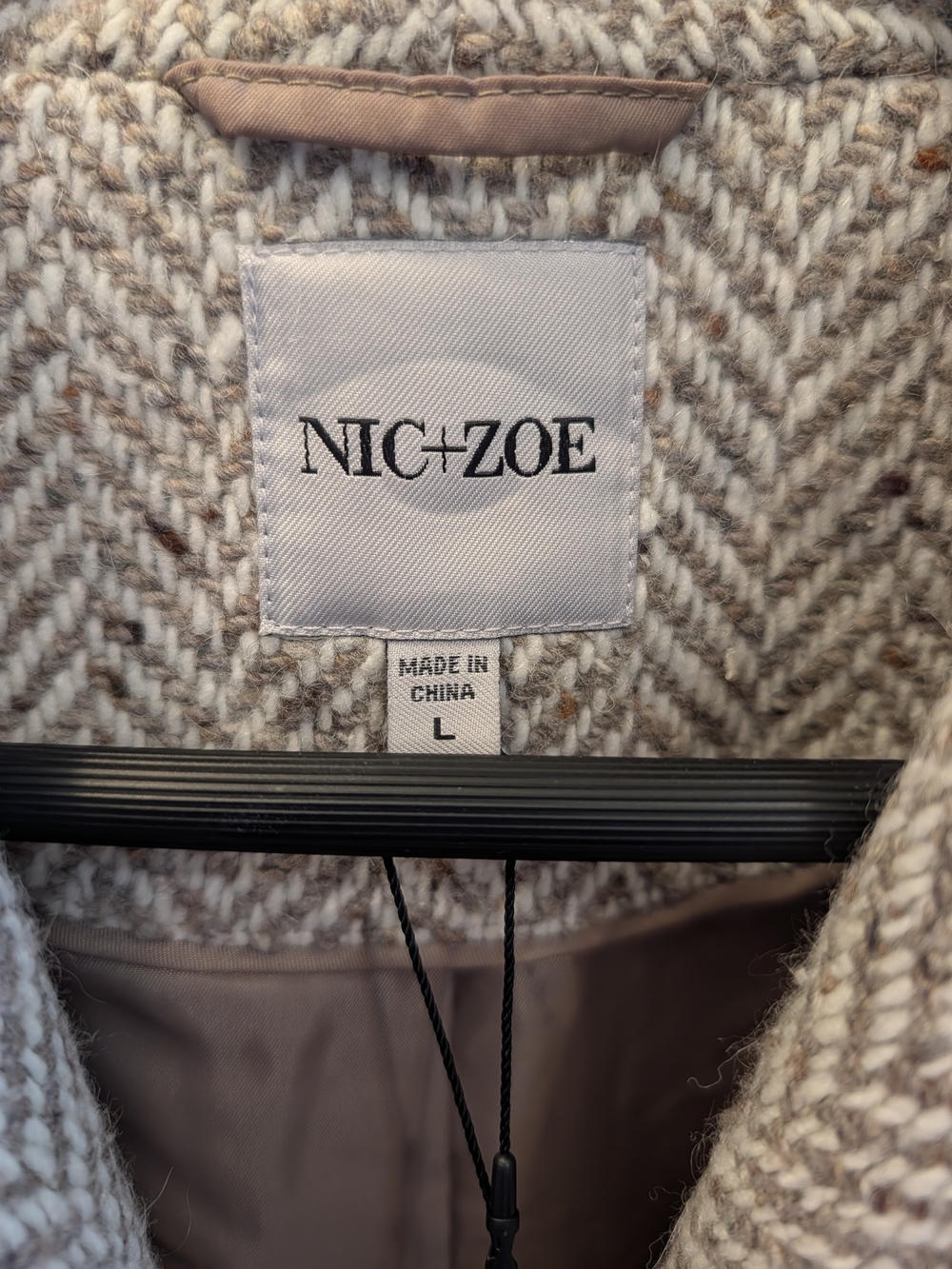 NIC+ZOE Cream Herringbone Coatigan with Shawl Collar - Picture 4 of 9